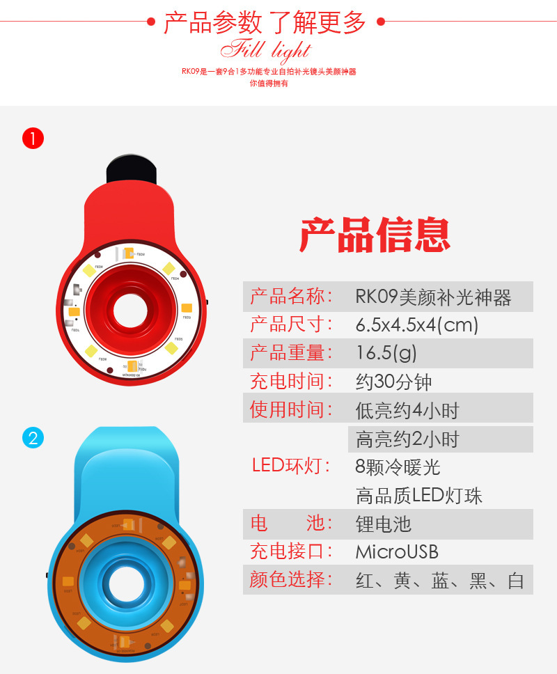手机LED拍照补光灯 外置通用闪光灯，广角鱼眼镜头与工厂直销的完美结合